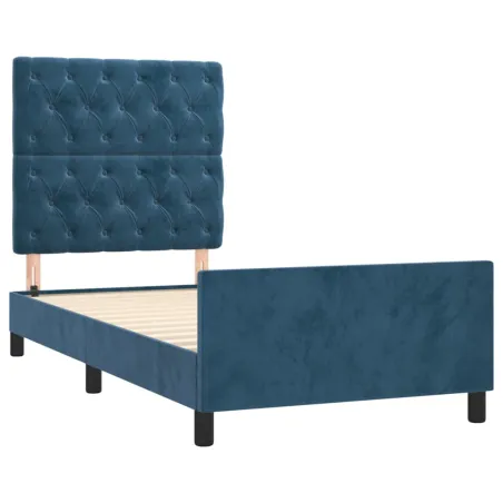Cadre de lit sans matelas bleu foncé 80x200 cm velours