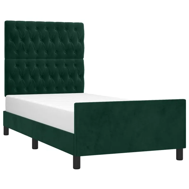 Cadre de lit sans matelas vert foncé 90x190 cm velours