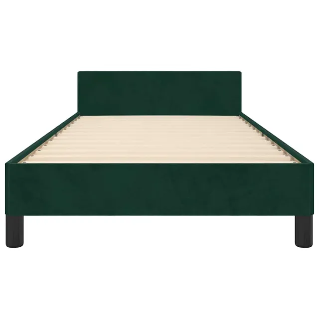 Cadre de lit sans matelas vert foncé 90x200 cm velours