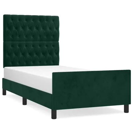 Cadre de lit sans matelas vert foncé 100x200 cm velours 2