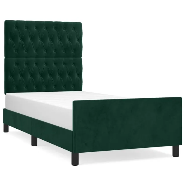 Cadre de lit sans matelas vert foncé 100x200 cm velours