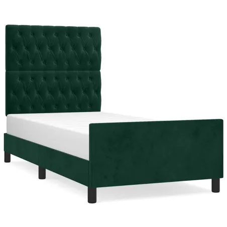 Cadre de lit sans matelas vert foncé 100x200 cm velours