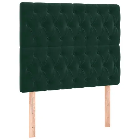 Cadre de lit sans matelas vert foncé 100x200 cm velours