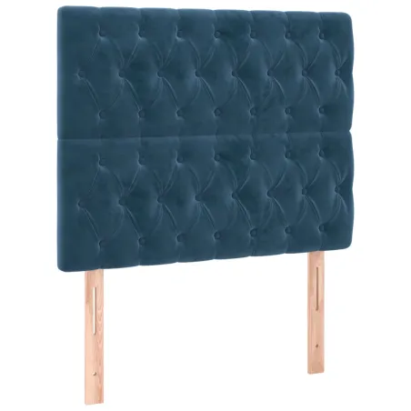 Cadre de lit sans matelas bleu foncé 100x200 cm velours