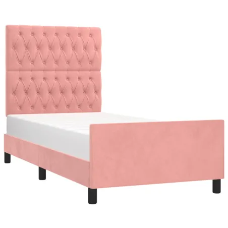 Cadre de lit sans matelas rose 100x200 cm velours