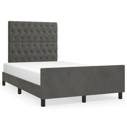 Cadre de lit sans matelas gris foncé 120x200 cm velours 2