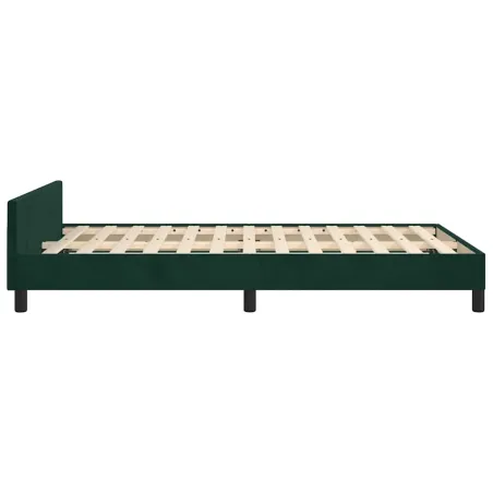 Cadre de lit sans matelas vert foncé 120x200 cm velours
