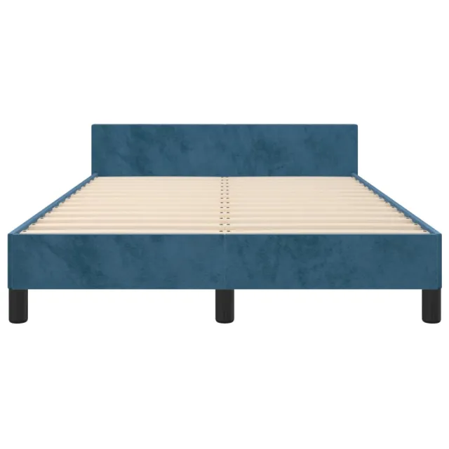 Cadre de lit sans matelas bleu foncé 120x200 cm velours