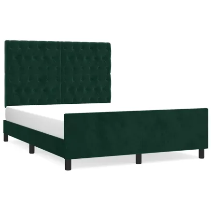 Cadre de lit sans matelas vert foncé 140x190 cm velours 2
