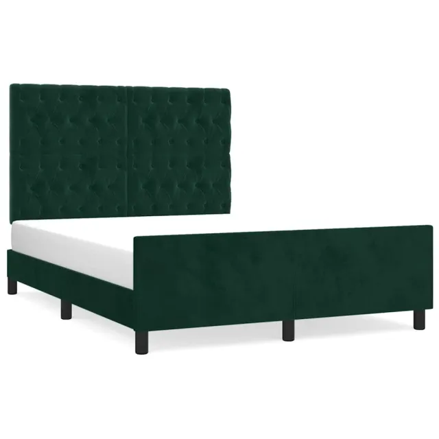 Cadre de lit sans matelas vert foncé 140x190 cm velours