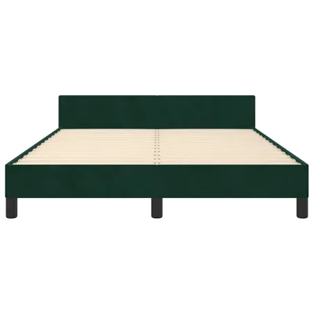 Cadre de lit sans matelas vert foncé 140x190 cm velours