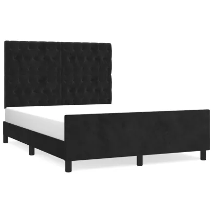 Cadre de lit sans matelas noir 140x200 cm velours 2
