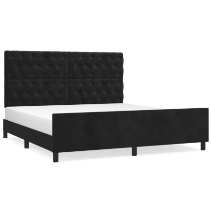 Cadre de lit sans matelas noir 160x200 cm velours 2