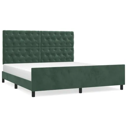 Cadre de lit sans matelas vert foncé 160x200 cm velours 2