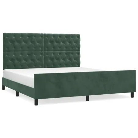 Cadre de lit sans matelas vert foncé 160x200 cm velours