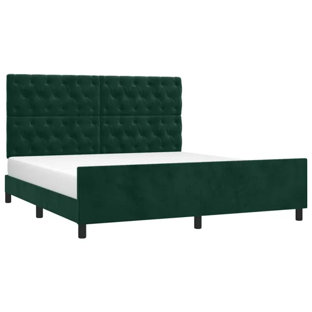Cadre de lit sans matelas vert foncé 160x200 cm velours