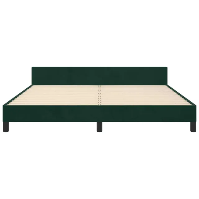 Cadre de lit sans matelas vert foncé 160x200 cm velours