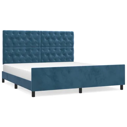 Cadre de lit sans matelas bleu foncé 160x200 cm velours 2