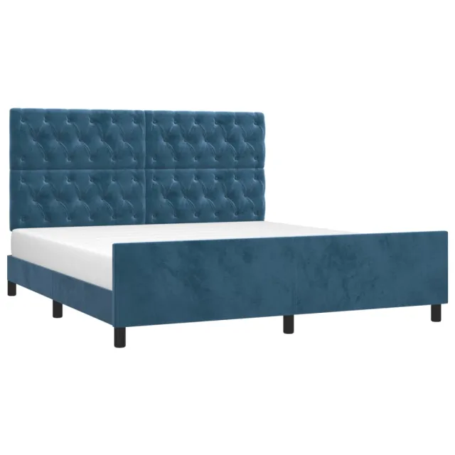 Cadre de lit sans matelas bleu foncé 160x200 cm velours