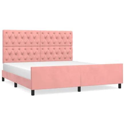 Cadre de lit sans matelas rose 160x200 cm velours 2