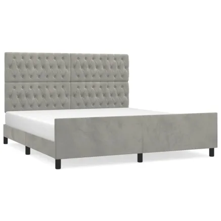 Cadre de lit sans matelas gris clair velours 2