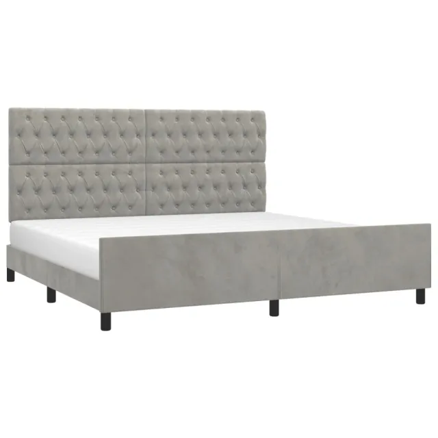 Cadre de lit sans matelas gris clair 200x200 cm velours