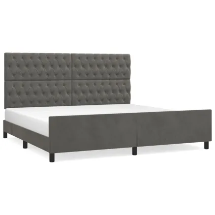 Cadre de lit sans matelas gris foncé 200x200 cm velours 2