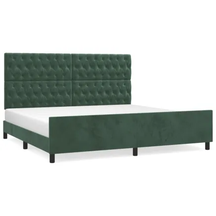 Cadre de lit sans matelas vert foncé 200x200 cm velours 2