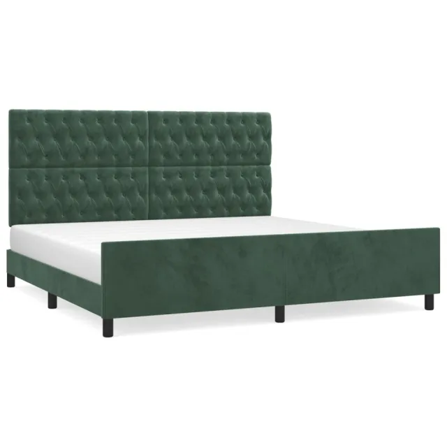 Cadre de lit sans matelas vert foncé 200x200 cm velours