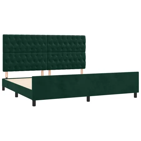Cadre de lit sans matelas vert foncé 200x200 cm velours