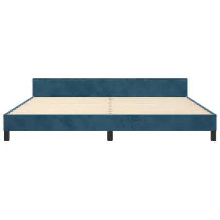 Cadre de lit sans matelas bleu foncé 200x200 cm velours
