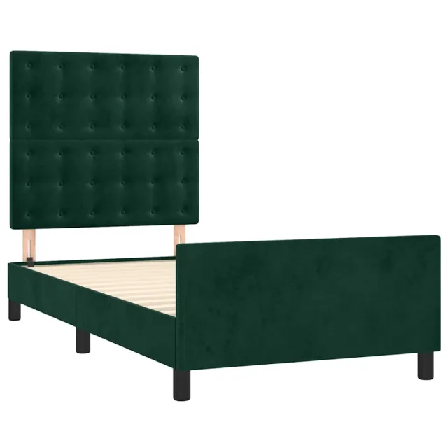 Cadre de lit sans matelas vert foncé 80x200 cm velours