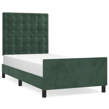 Cadre de lit sans matelas vert foncé 90x190 cm velours 2