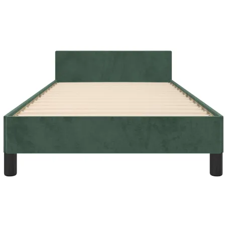 Cadre de lit sans matelas vert foncé 90x190 cm velours