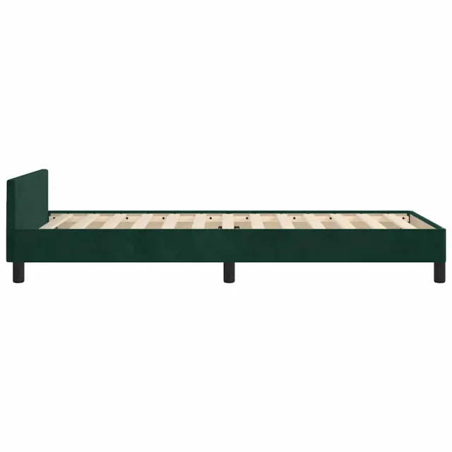 Cadre de lit sans matelas vert foncé 90x190 cm velours