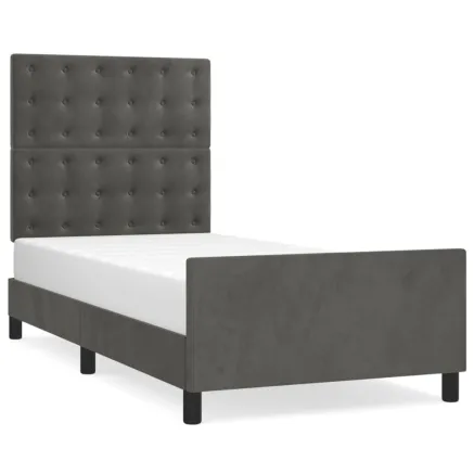 Cadre de lit sans matelas gris foncé 90x200 cm velours 2