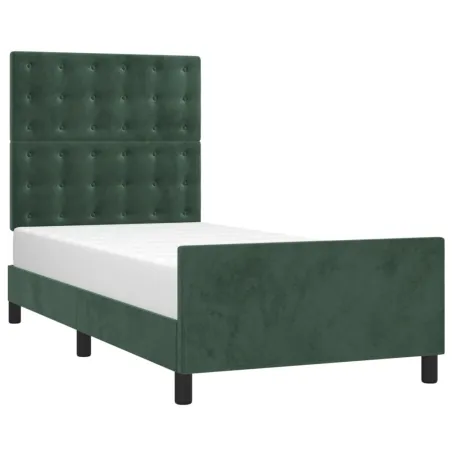 Cadre de lit sans matelas vert foncé 100x200 cm velours