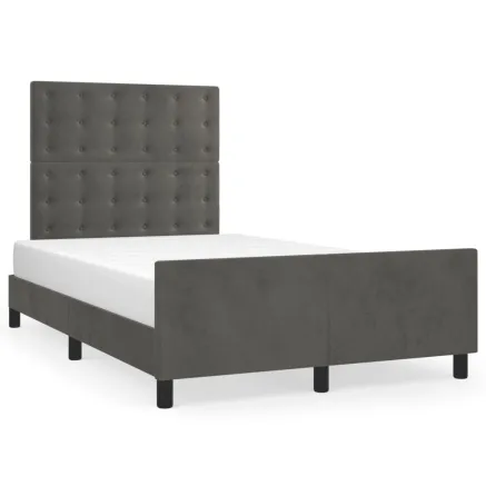 Cadre de lit sans matelas gris foncé 120x200 cm velours 2