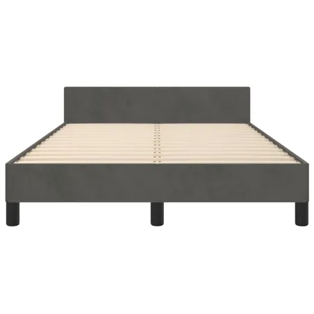 Cadre de lit sans matelas gris foncé 120x200 cm velours