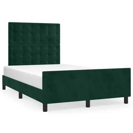 Cadre de lit sans matelas vert foncé 120x200 cm velours 2