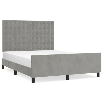 Cadre de lit sans matelas gris clair 140x190 cm velours 2