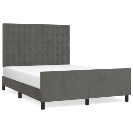 Cadre de lit sans matelas gris foncé 140x190 cm velours 2