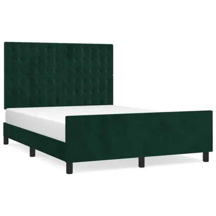 Cadre de lit sans matelas vert foncé 140x190 cm velours 2