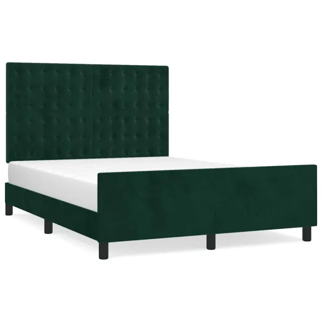 Cadre de lit sans matelas vert foncé 140x190 cm velours