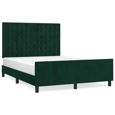 Cadre de lit sans matelas vert foncé 140x190 cm velours