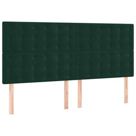 Cadre de lit sans matelas vert foncé 140x190 cm velours
