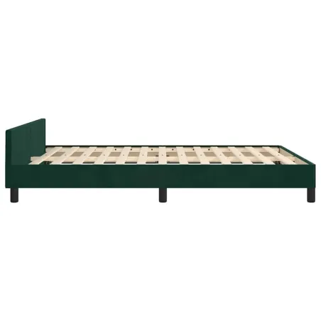 Cadre de lit sans matelas vert foncé 140x190 cm velours