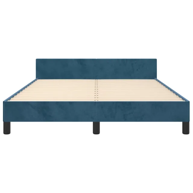 Cadre de lit sans matelas bleu foncé 140x190 cm velours