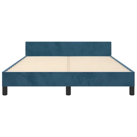 Cadre de lit sans matelas bleu foncé 140x190 cm velours