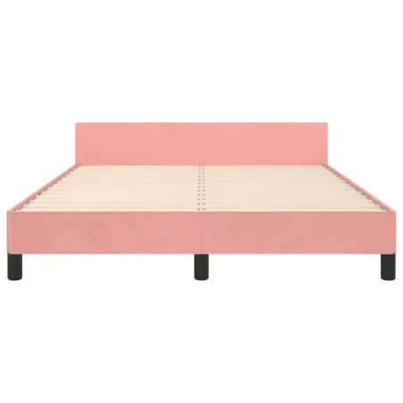 Cadre de lit sans matelas rose 140x190 cm velours
